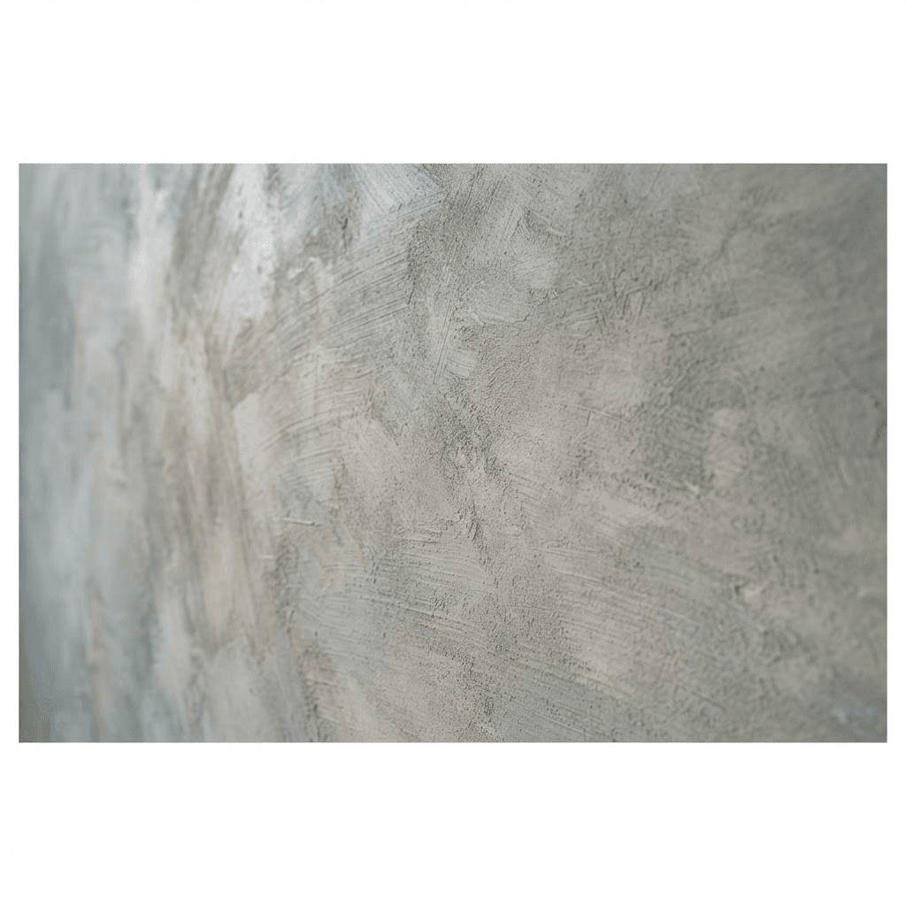 Raking light across a hand-applied mineral limewash surface